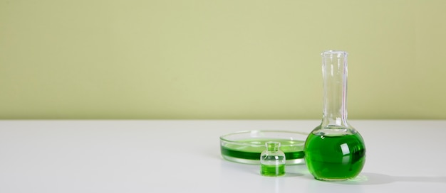 Horizontal science banner with glass containers