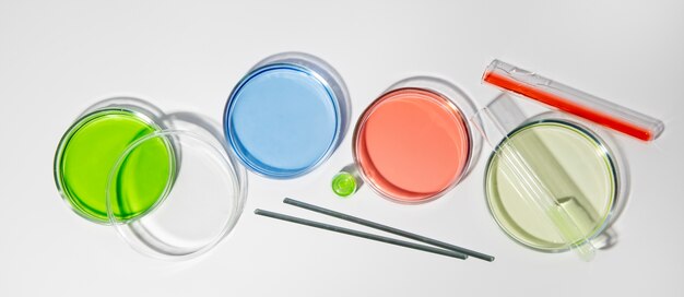 Horizontal science banner with glass containers