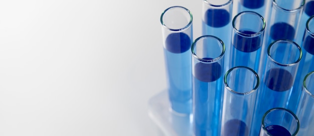 Horizontal science banner with glass containers