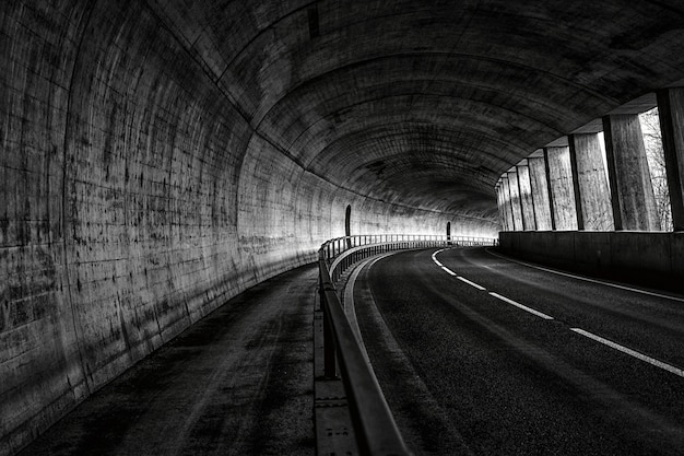 Free photo horizontal view of an empty road in the tunnel