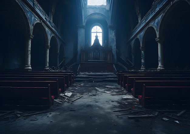 Free Photo horror scene with eerie church