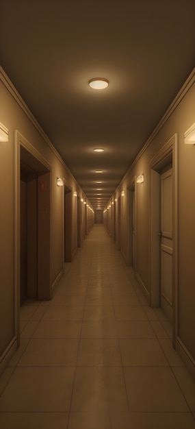 Free photo horror scene with eerie hall