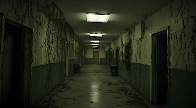 Free photo horror scene with eerie hall