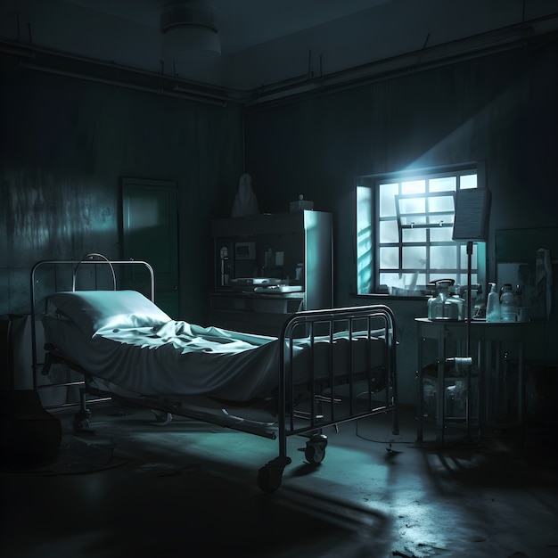 Horror scene with eerie hospital