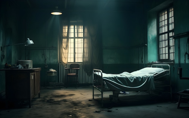 Free photo horror scene with eerie hospital