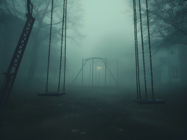 Free photo horror scene with eerie playground