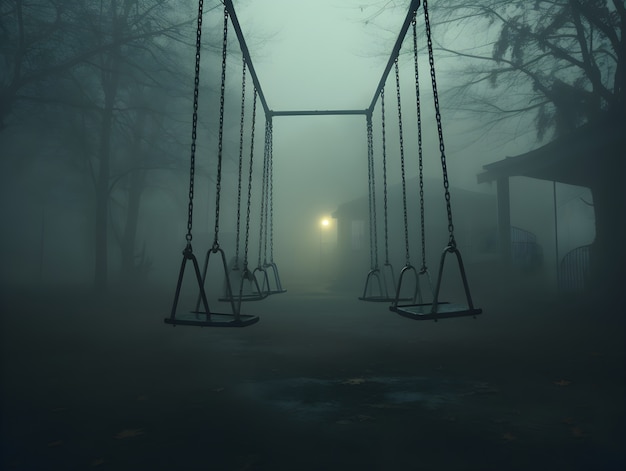 Free Photo horror scene with eerie playground