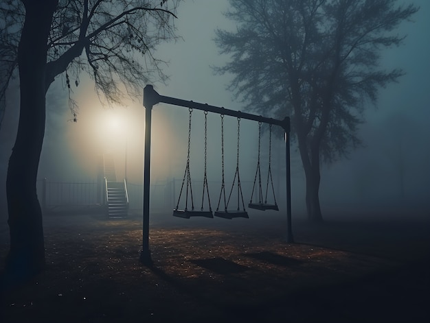 Free Photo horror scene with eerie playground