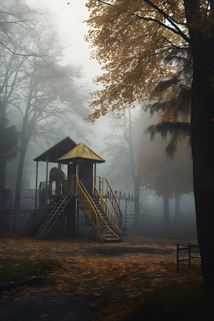 Free photo horror scene with eerie playground