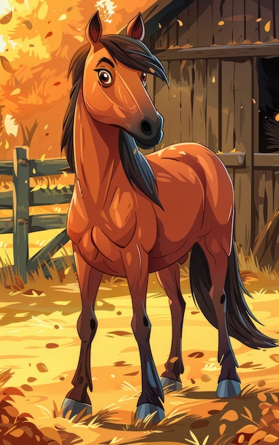 Free photo horse cartoon illustration