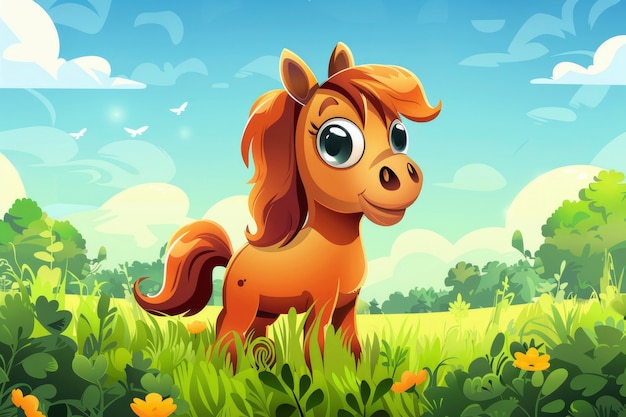 Free photo horse cartoon illustration