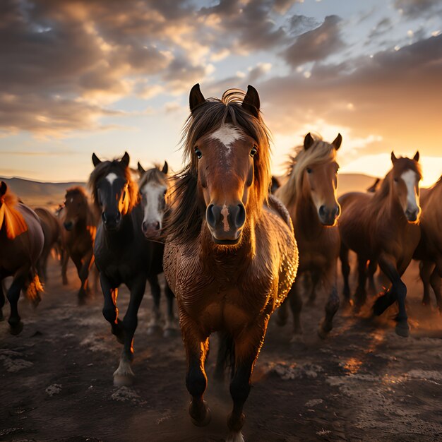 Horse in nature generate image