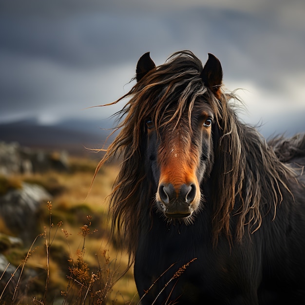 Horse in nature generate image