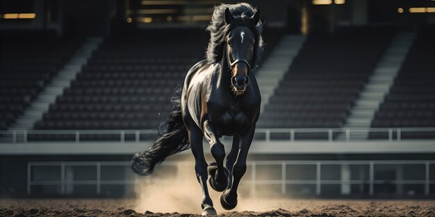 Horse running in field