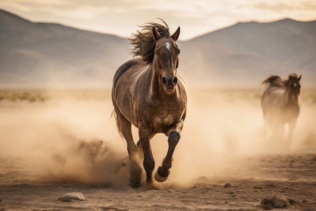 Free Photo horse running through old western landscape