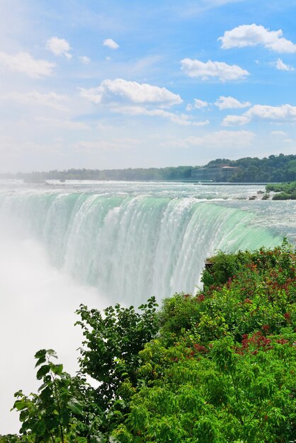 Horseshoe Falls closeup in the day with mist