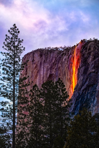 Free Photo horsetail fall in yosemite national park