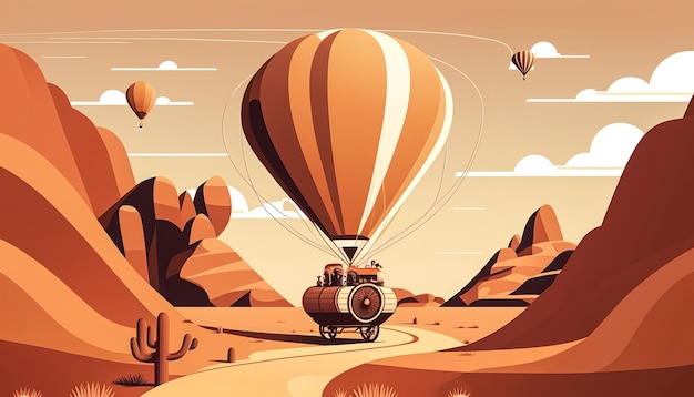 Free photo hot air balloon in the desert generative ai