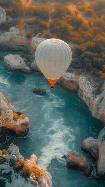 Free photo hot air balloon over realistic dreamscape