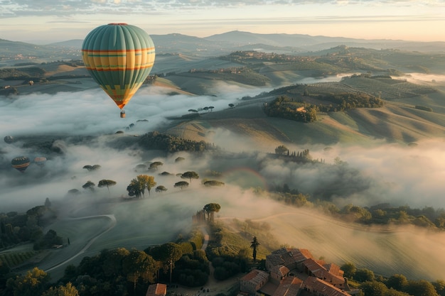 Free photo hot air balloon over realistic dreamscape