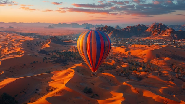 Free Photo hot air balloon over realistic dreamscape