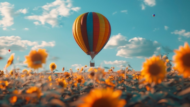 Free Photo hot air balloon over realistic dreamscape