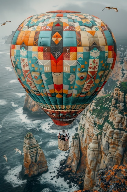 Free Photo hot air balloon over realistic dreamscape