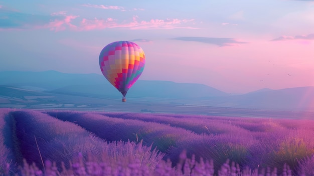 Free Photo hot air balloon over realistic dreamscape