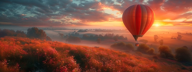 Free photo hot air balloon over realistic dreamscape