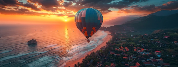 Free Photo hot air balloon over realistic dreamscape