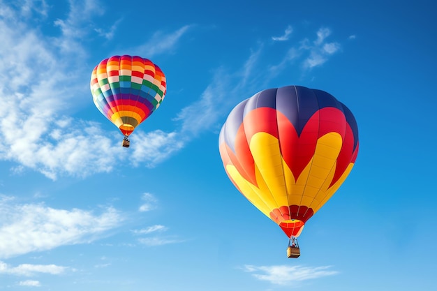 hot air balloons in blue sky AI generated image