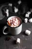 Free photo hot drink with marshmallows