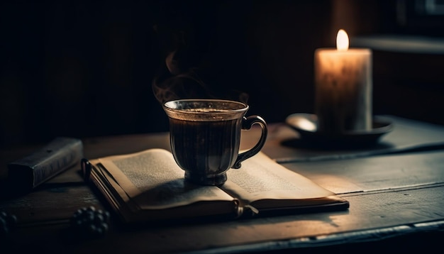 Hot drinks books and relaxation indoors generated by AI