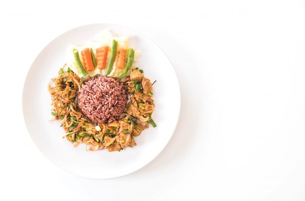 Hot and Spicy Grilled Pork Salad with Berry Rice