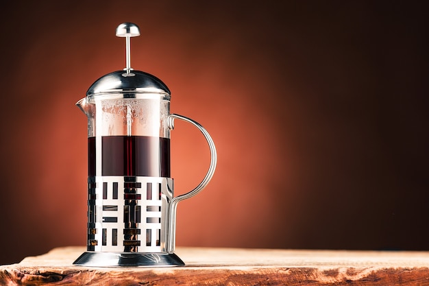 Hot tea in glass teapot