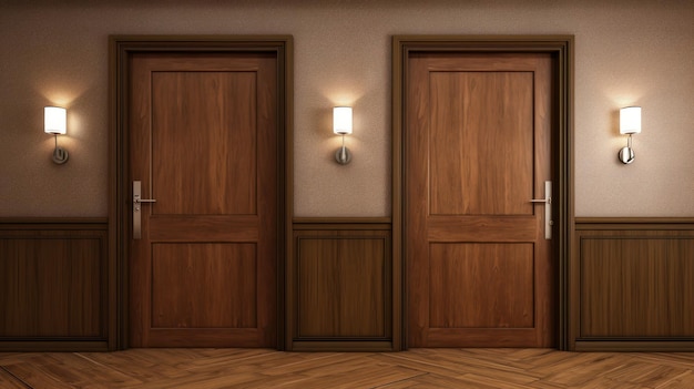 Free photo hotel room with wooden doors