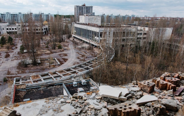 House of culture Energetik at Chernobyl city Ukraine Abadoned town