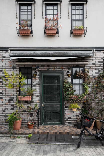 Free Photo house entrance japan building and plants