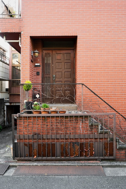 Free photo house entrance japanese building with stairs