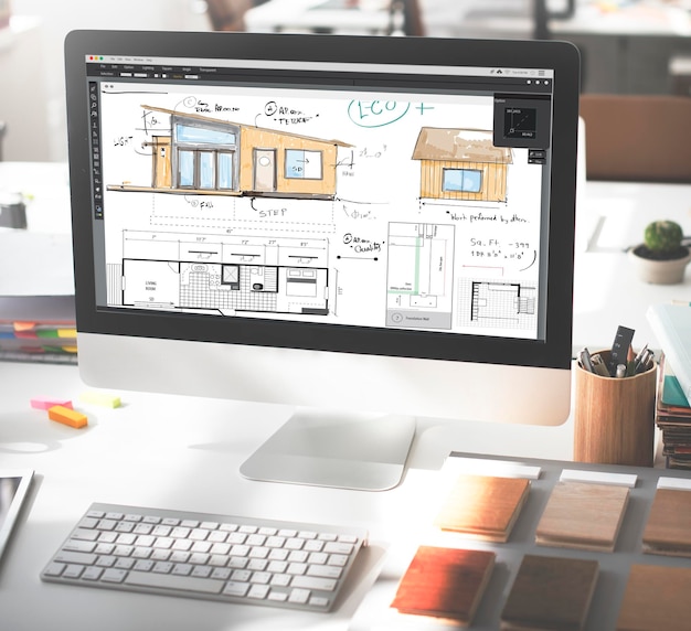 Free photo house layout floorplan blueprint sketch concept