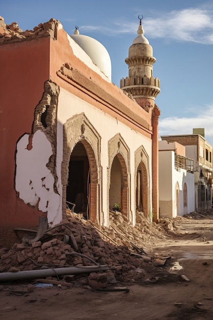 Free Photo house in marrakesh city after earthquake