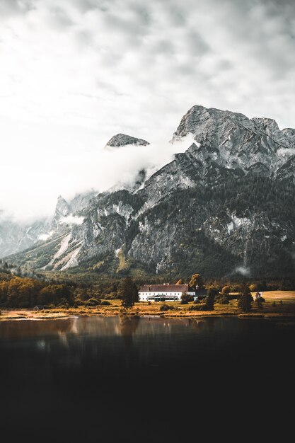 House in a natural landscape with mountain