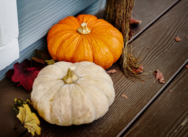 House porch decorated for Halloween