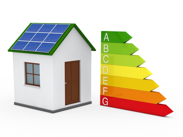 Free Photo house with a solar panel and energy chart