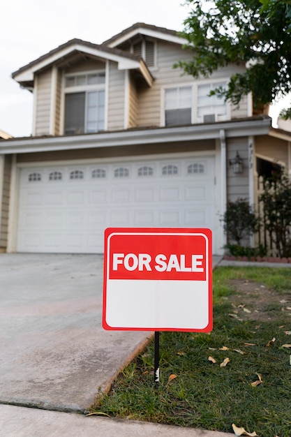 Free photo house with yard sign for sale