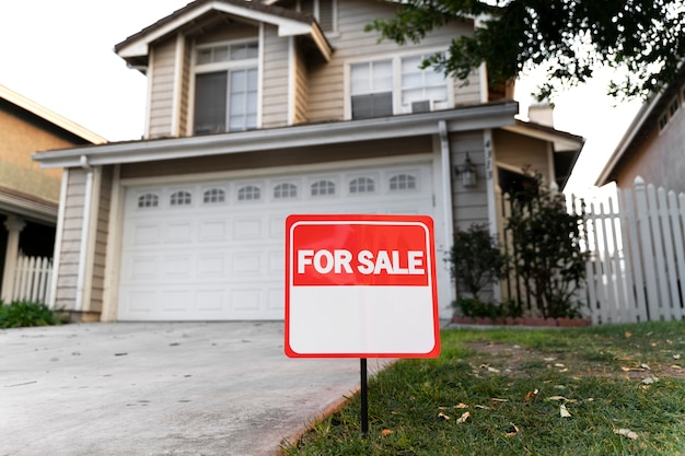 House with yard sign for sale