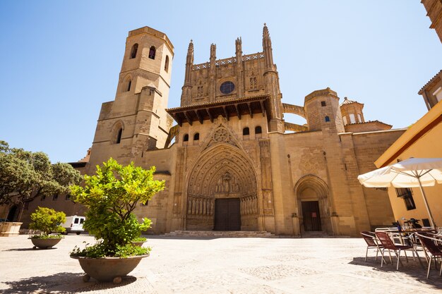 Huesca Cathedral in sunny day. Aragon