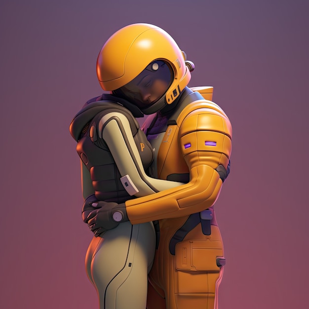 Free photo hugging day celebration with robots