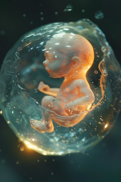 Human fetus in the prenatal development stage in the womb