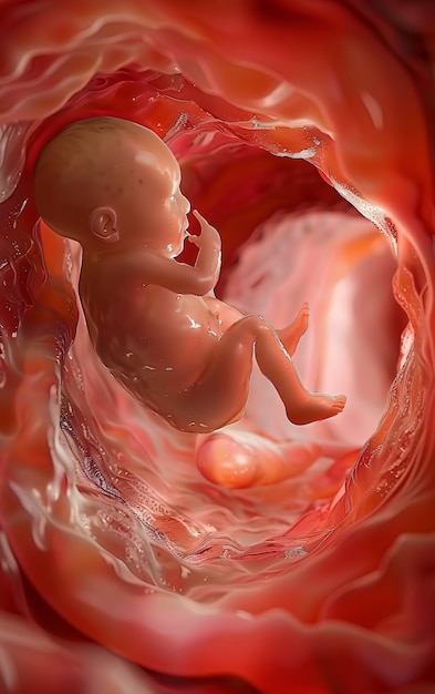 Free Photo human fetus in the prenatal development stage in the womb